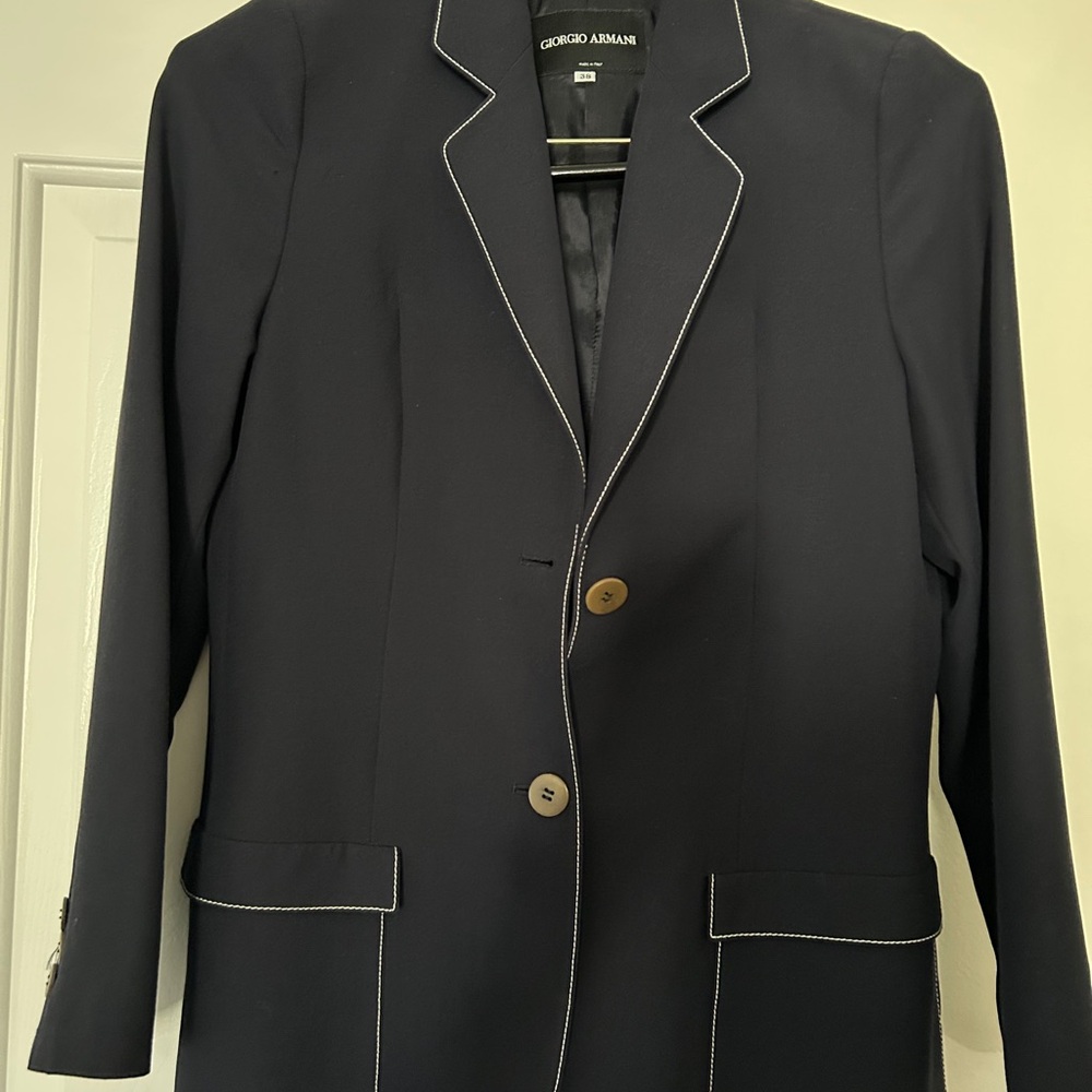 Giorgio Armani Navy Blazer with White Trim
